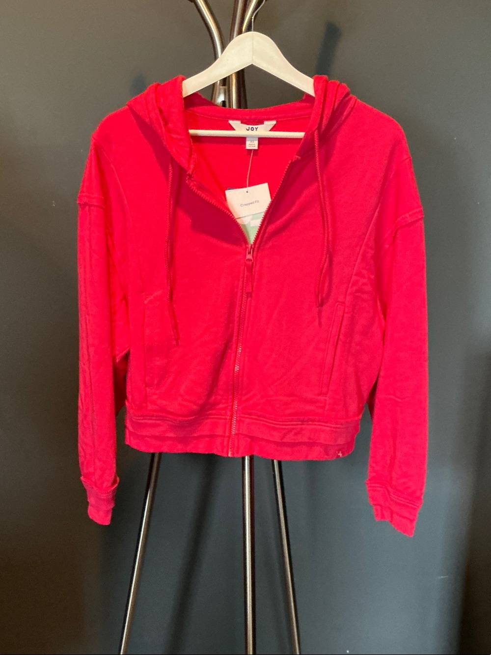 Pink Cropped Zip Hoodie